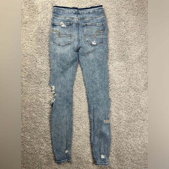 American Eagle Jeans Womens 2 Hi Rise Jegging Next Level Stretch Distressed Hole - Picture 5 of 5